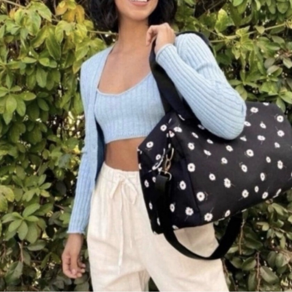 Alice and Olivia Daisy Print Black Tote Bag